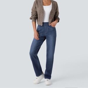 Halara Flex™ High Waisted Pockets Straight Leg Washed Casual Jeans Sz Small Tall